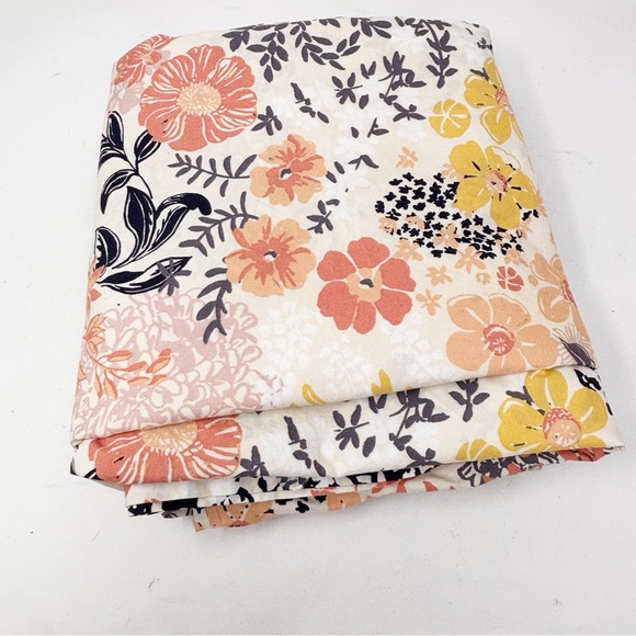 GARNET HILL Multicolor MEADOW FLORAL Organic Cotton Duvet Cover Button Close - Picture 11 of 13